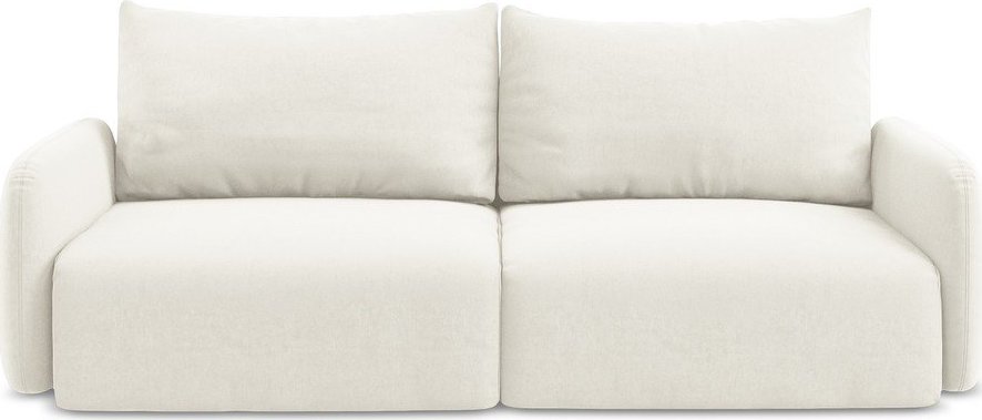 Krémová sametová rozkládací/s úložným prostorem pohovka 238 cm Kalena – Makamii Makamii