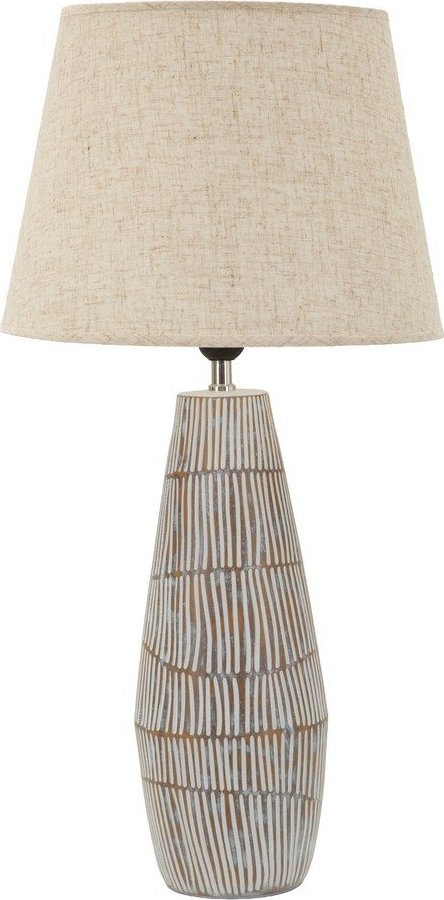 Krémová stolní lampa s textilním stínidlem (výška 69