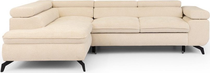 Krémová žinylková rohová pohovka (levý roh/do L) Marbeya – Ropez Ropez