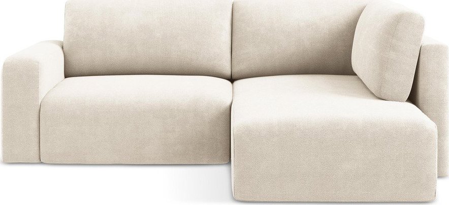 Krémová žinylková rozkládací/s úložným prostorem rohová pohovka (pravý roh/do L) Kona – Makamii Makamii