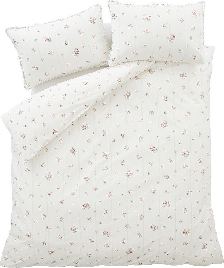 Krémové 3dílné povlečení na dvoulůžko z bavlněného perkálu 200x200 cm Vintage Rosebud Lace – Bianca Bianca