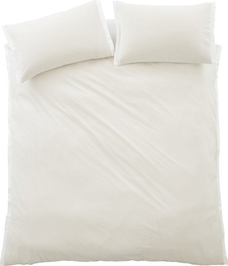 Krémové povlečení na jednolůžko z bavlněného perkálu 135x200 cm Seersucker Woven Stripe – Bianca Bianca