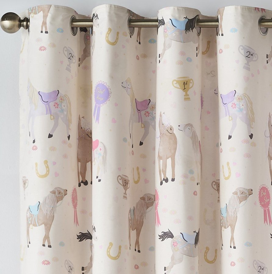 Krémový dětský závěs 2 ks 168x183 cm Happy Horses – Catherine Lansfield Catherine Lansfield