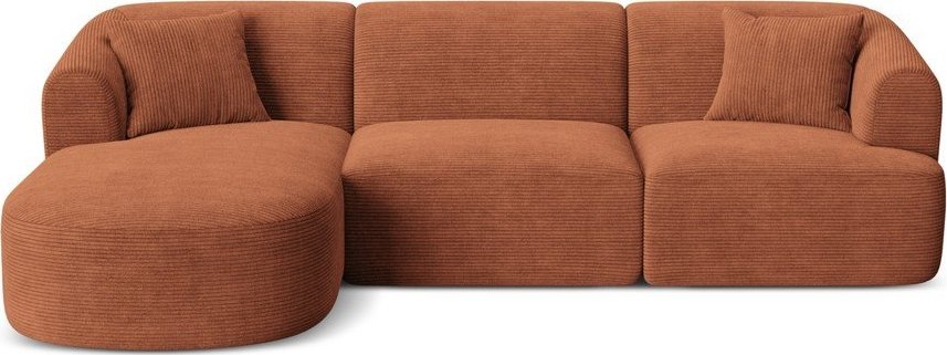 Manšestrová rohová pohovka v terakotové barvě (levý roh/s lenoškou) Campi – Cosmopolitan Design Cosmopolitan design