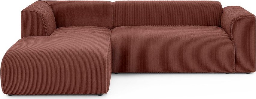 Manšestrová rohová pohovka v terakotové barvě (levý roh/s lenoškou) Merid – Ropez Ropez