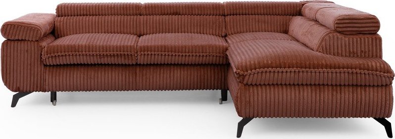 Manšestrová rohová pohovka v terakotové barvě (pravý roh/do L) Marbeya – Ropez Ropez