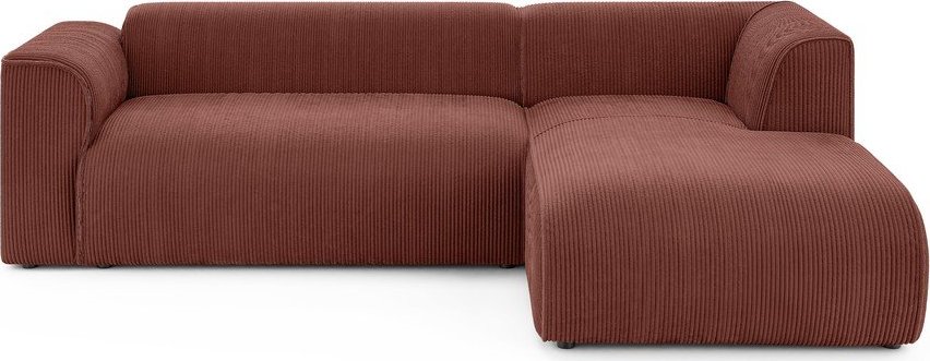 Manšestrová rohová pohovka v terakotové barvě (pravý roh/s lenoškou) Merid – Ropez Ropez