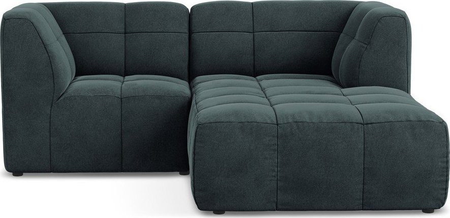 Modrá sametová rohová pohovka (pravý roh/s lenoškou) Aloha – Makamii Makamii