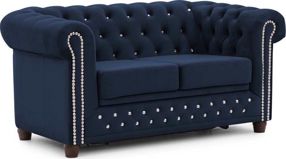 Modrá sametová rozkládací pohovka 148 cm York Blik – Ropez Ropez