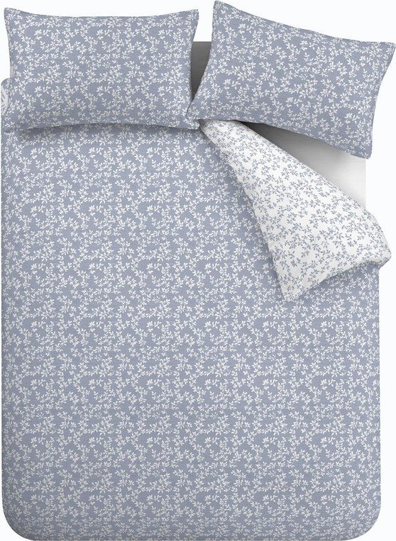 Modré 3dílné povlečení na dvoulůžko/prodloužené z bavlněného perkálu 230x220 cm Shadow Leaves – Bianca Bianca