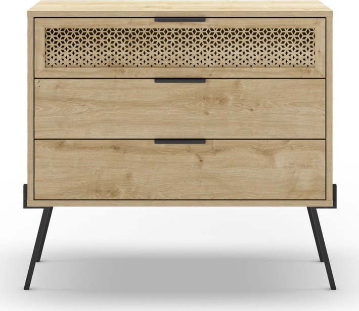 Nízká komoda v dekoru dubu v přírodní barvě 90x83 cm Ecrin – Marckeric Marckeric