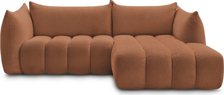 Oranžová rohová pohovka z textilie bouclé (pravý roh/s lenoškou) Azra – Bobochic Paris Bobochic Paris