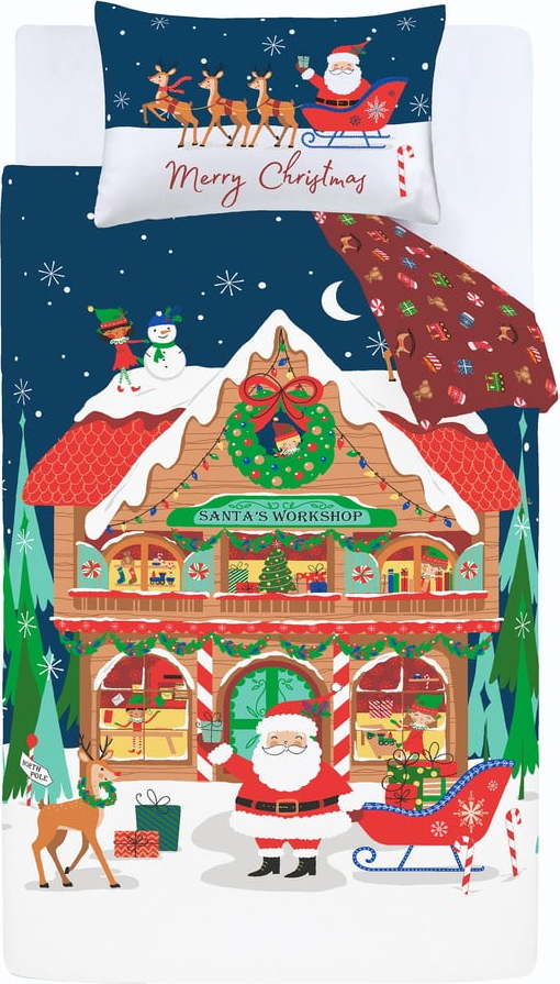 Povlečení na jednolůžko 135x200 cm Santa's Workshop – Catherine Lansfield Catherine Lansfield