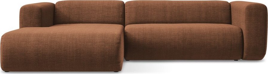 Rohová pohovka v terakotové barvě (levý roh/s lenoškou) Ekahi – Makamii Makamii