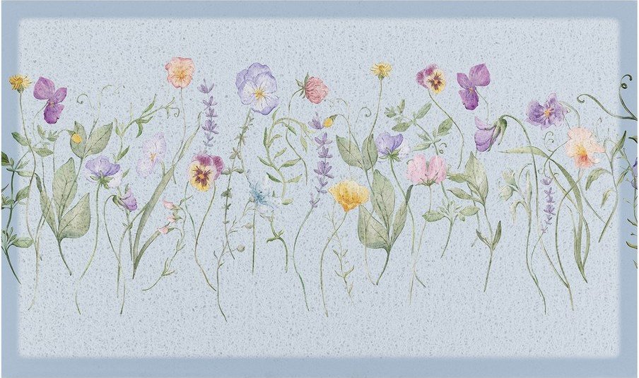 Rohožka z PVC 40x70 cm Blue Wild Flowers – Artsy Doormats Artsy Doormats