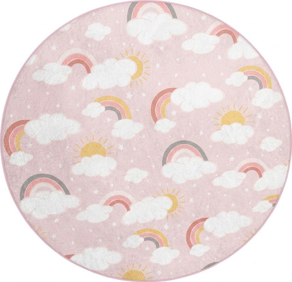 Růžový pratelný dětský koberec ø120 cm Rainbow World – Mila Home Mila Home