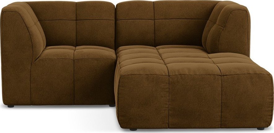 Sametová rohová pohovka v hořčicové barvě (pravý roh/s lenoškou) Aloha – Makamii Makamii