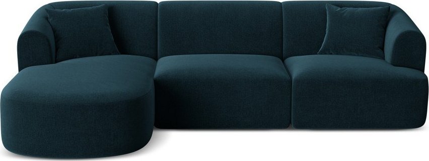 Sametová rohová pohovka v petrolejové barvě (levý roh/s lenoškou) Campi – Cosmopolitan Design Cosmopolitan design