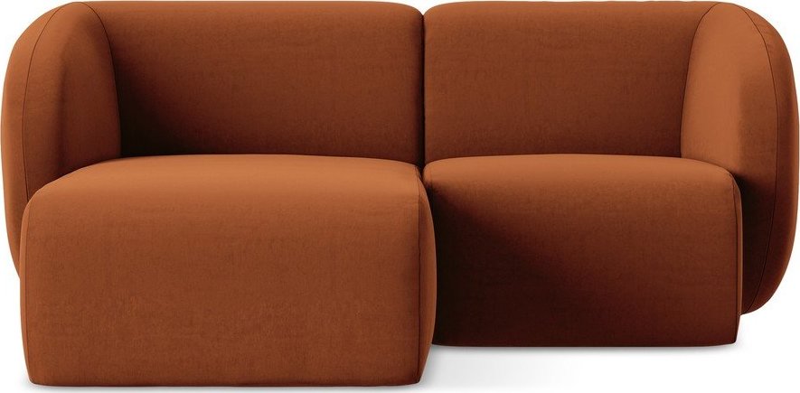 Sametová rohová pohovka v terakotové barvě (levý roh/s lenoškou) Lani – Makamii Makamii