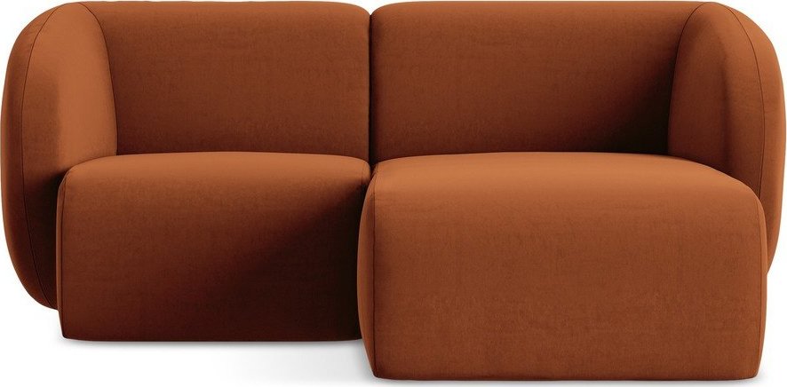 Sametová rohová pohovka v terakotové barvě (pravý roh/s lenoškou) Lani – Makamii Makamii