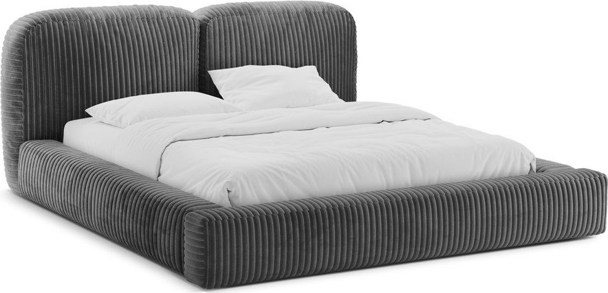 Šedá čalouněná dvoulůžková postel s úložným prostorem s roštem 180x200 cm Martina – Micadoni Micadoni