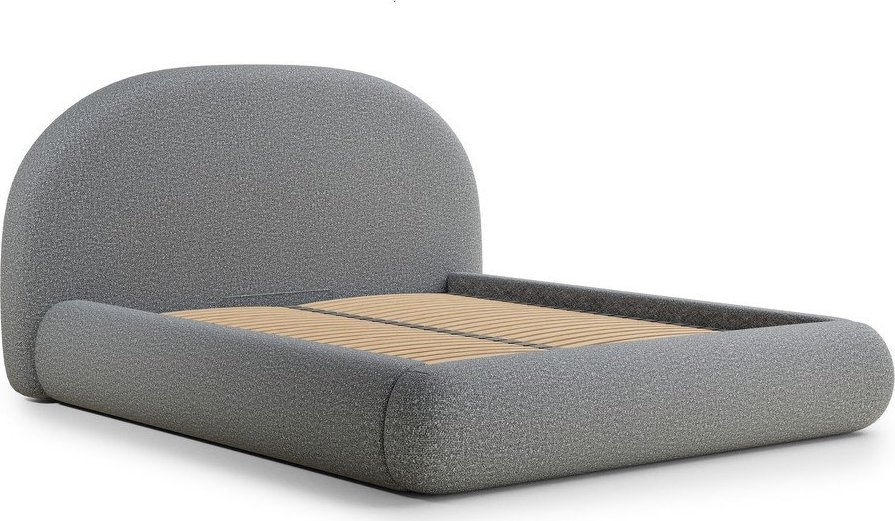 Šedá čalouněná dvoulůžková postel s úložným prostorem s roštem 180x200 cm Maumere – Maison de Rêve Maison de Reve