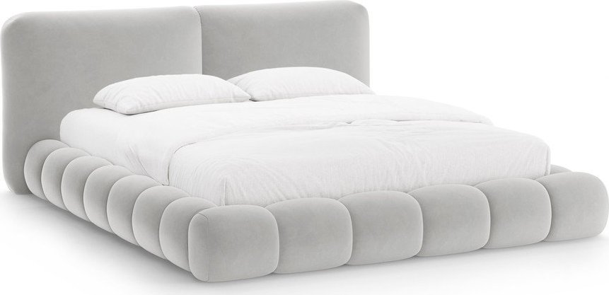 Šedá čalouněná dvoulůžková postel s úložným prostorem s roštem 180x200 cm Solange – Micadoni Micadoni