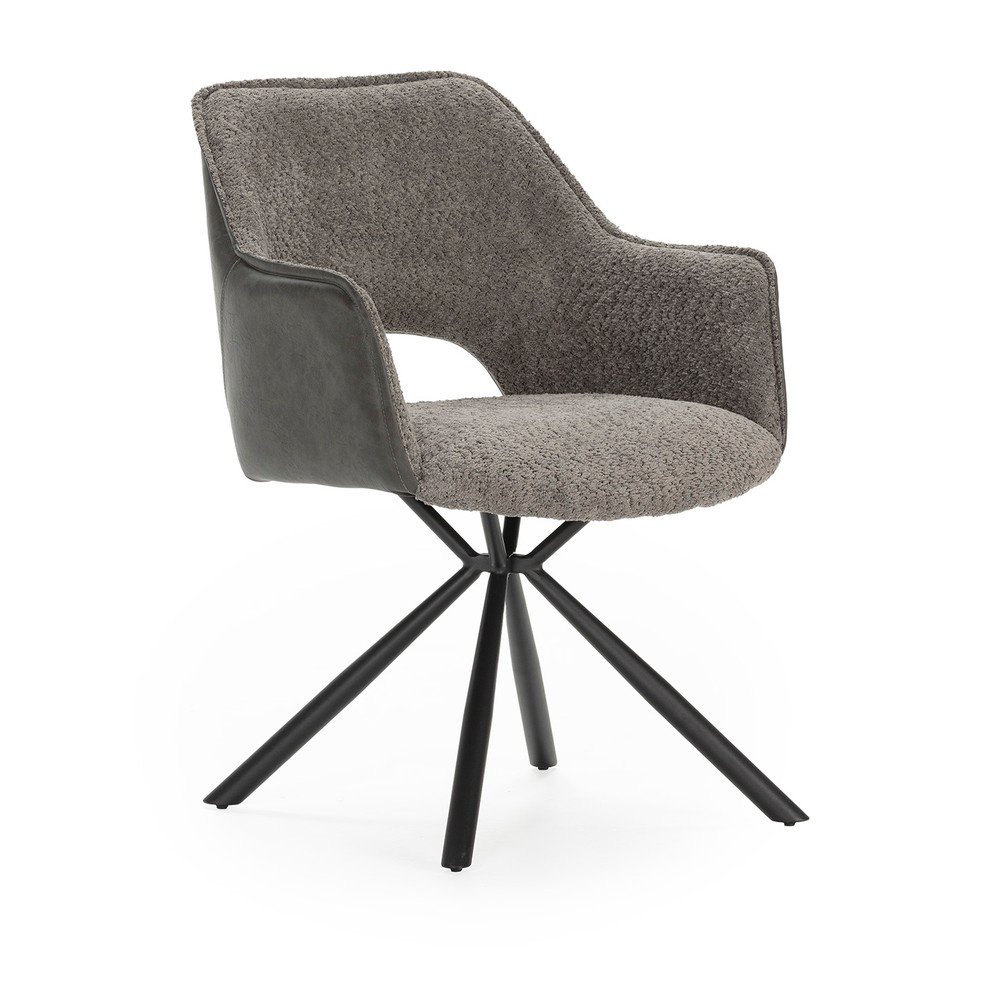 Šedá čalouněná jídelní křesla v sadě 2 ks s područkami Mariel – Marckeric Marckeric