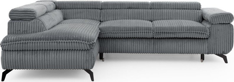 Šedá manšestrová rohová pohovka (levý roh/do L) Marbeya – Ropez Ropez