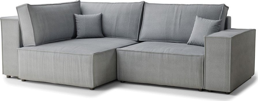 Šedá manšestrová rozkládací/s úložným prostorem rohová pohovka (levý roh/do L) Tonga – Maison de Rêve Maison de Reve