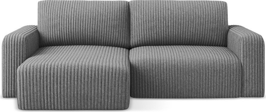 Šedá manšestrová rozkládací/s úložným prostorem rohová pohovka (levý roh/s lenoškou) Kona – Makamii Makamii