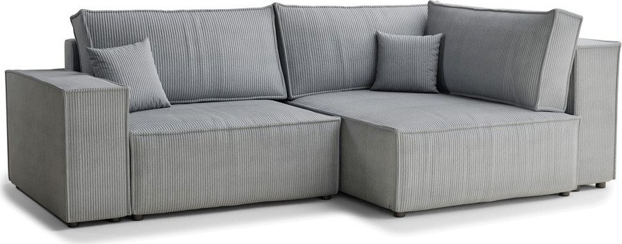 Šedá manšestrová rozkládací/s úložným prostorem rohová pohovka (pravý roh/do L) Tonga – Maison de Rêve Maison de Reve