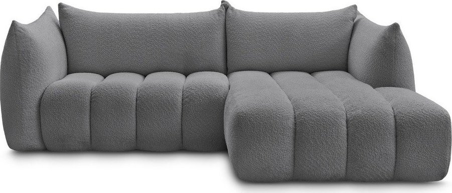 Šedá rohová pohovka z textilie bouclé (pravý roh/s lenoškou) Azra – Bobochic Paris Bobochic Paris