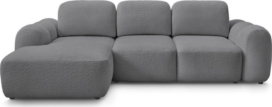 Šedá rozkládací/s úložným prostorem rohová pohovka z textilie bouclé (levý roh/s lenoškou) Montaigne – Bobochic Paris Bobochic Paris