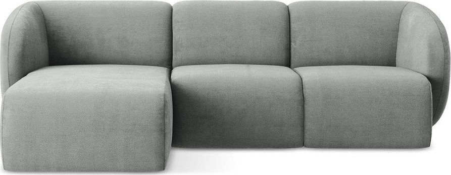 Šedá žinylková rohová pohovka (levý roh/s lenoškou) Lani – Makamii Makamii