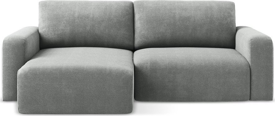 Šedá žinylková rozkládací/s úložným prostorem rohová pohovka (levý roh/s lenoškou) Kona – Makamii Makamii