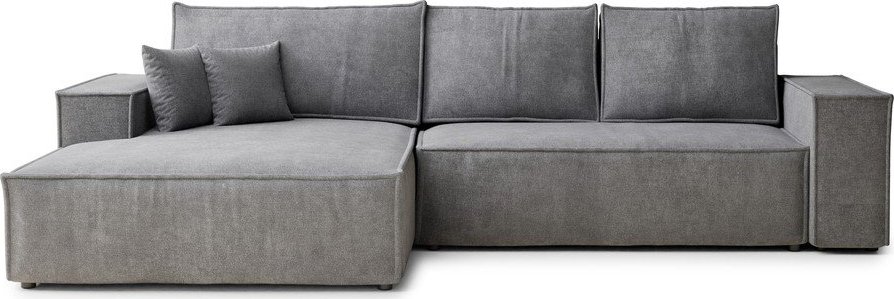 Šedá žinylková rozkládací/s úložným prostorem rohová pohovka (levý roh/s lenoškou) Maze – Maison de Rêve Maison de Reve