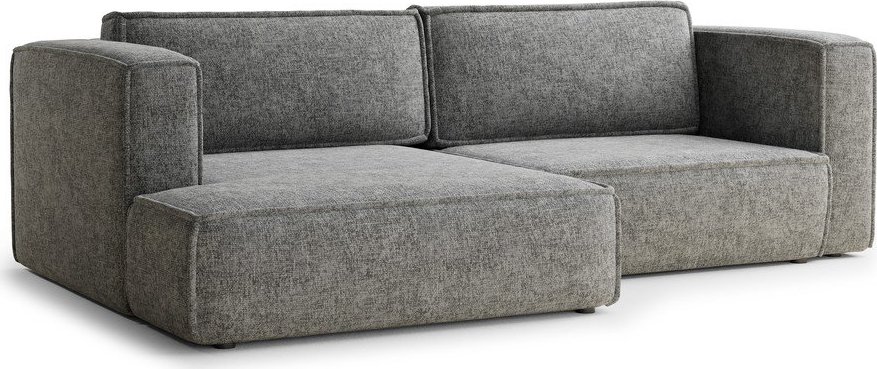 Šedá žinylková rozkládací/s úložným prostorem rohová pohovka (levý roh/s lenoškou) Velto – Maison de Rêve Maison de Reve