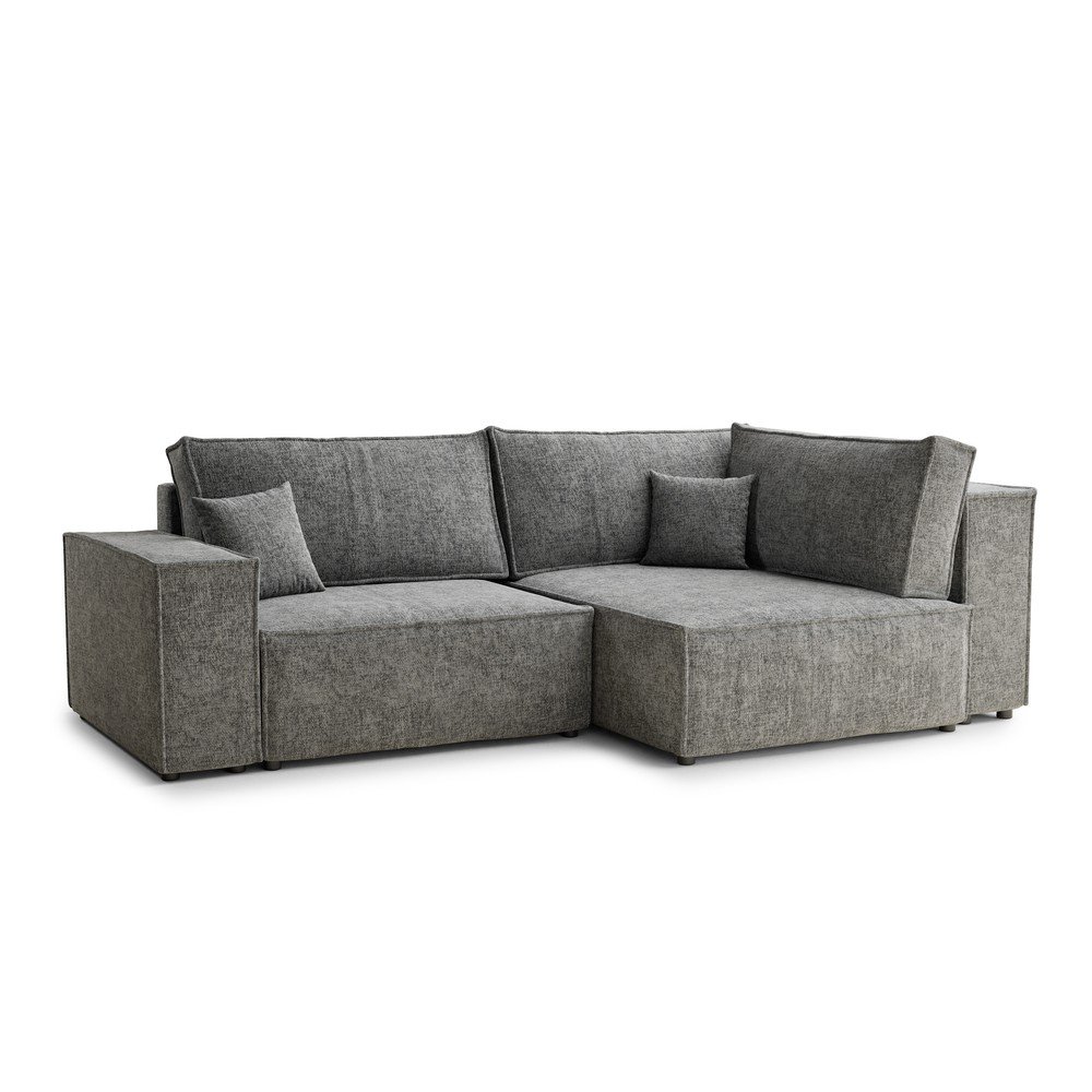 Šedá žinylková rozkládací/s úložným prostorem rohová pohovka (pravý roh/do L) Tonga – Maison de Rêve Maison de Reve