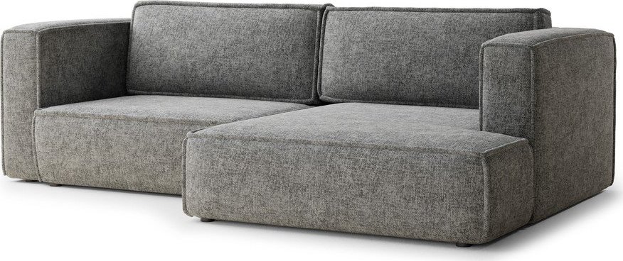Šedá žinylková rozkládací/s úložným prostorem rohová pohovka (pravý roh/s lenoškou) Velto – Maison de Rêve Maison de Reve