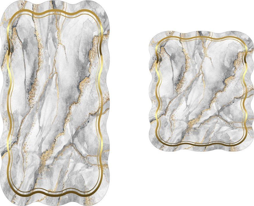 Šedé/ve zlaté barvě koupelnové předložky v sadě 2 ks 60x100 cm – Foutastic Foutastic