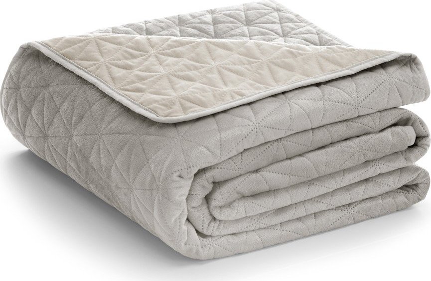 Šedobéžový sametový prošívaný přehoz 240x260 cm Laila – Restilo Restilo