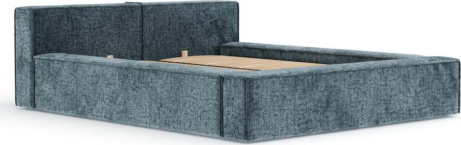 Šedomodrá čalouněná dvoulůžková postel s úložným prostorem s roštem 180x200 cm Voliera – Maison de Rêve Maison de Reve