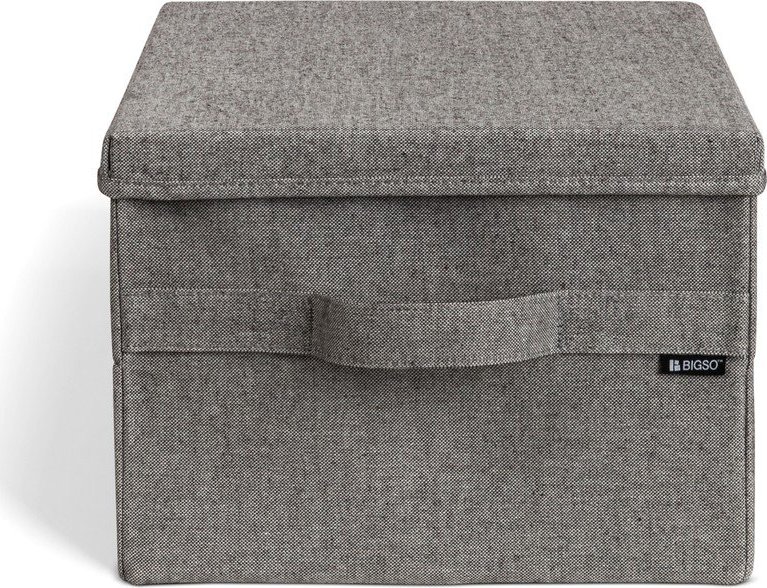 Šedý látkový úložný box s víkem 31x41x22 cm Soft Storage Medium – Bigso Bigso