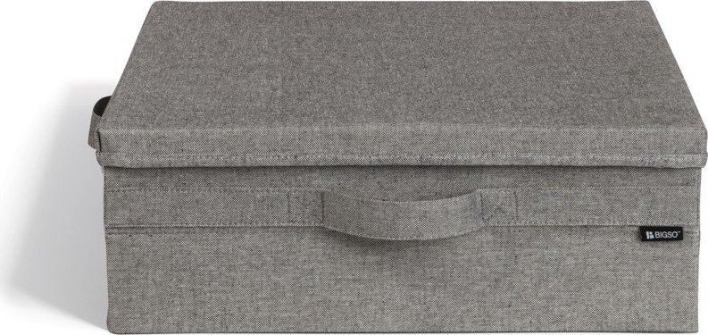 Šedý látkový úložný box s víkem 46x56x16 cm Soft Storage Low – Bigso Bigso