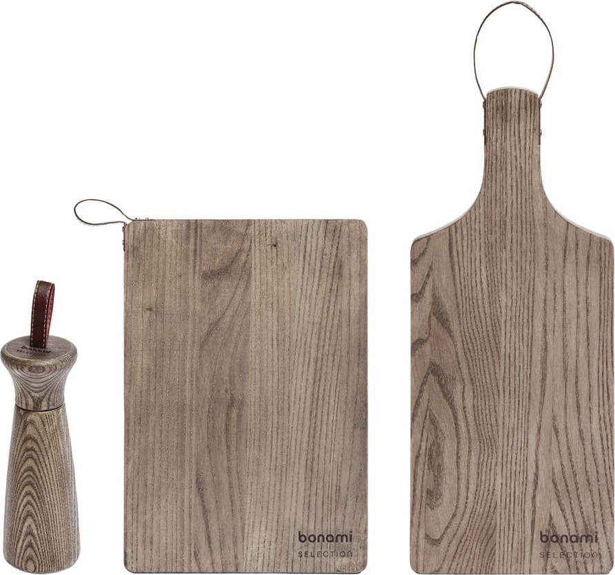 Servírovací dřevěný mlýnek a prkénka v sadě 3 ks 52