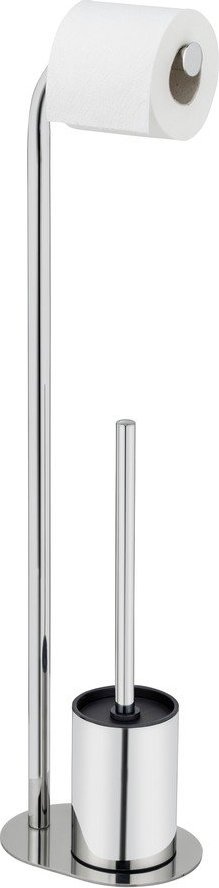 Stojan na toaletní papír se štětkou z nerezové oceli v leskle stříbrné barvě Levante – Wenko WENKO