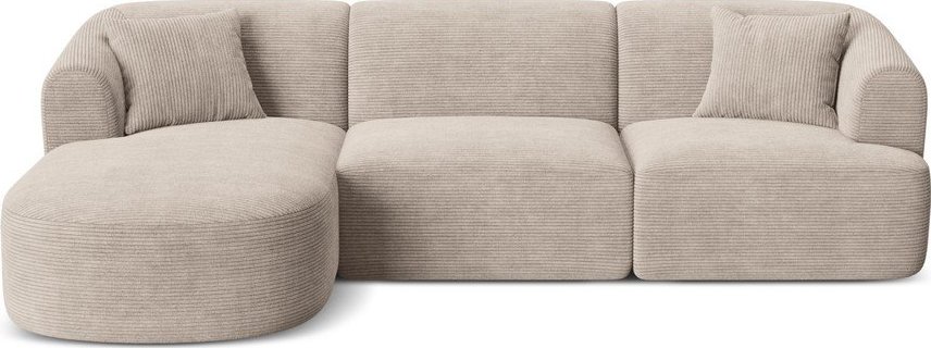 Světle hnědá manšestrová rohová pohovka (levý roh/s lenoškou) Campi – Cosmopolitan Design Cosmopolitan design