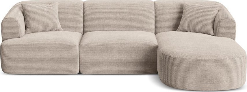 Světle hnědá manšestrová rohová pohovka (pravý roh/s lenoškou) Campi – Cosmopolitan Design Cosmopolitan design