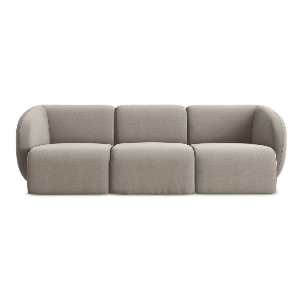 Světle hnědá sametová pohovka 244 cm Lani – Makamii Makamii